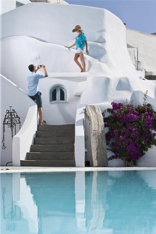 basen bez krawędzi na greckim santorini i jego luksusowych hotelach?