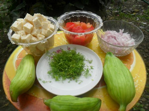 Ingrédients de la recette fourrée au concombre inca