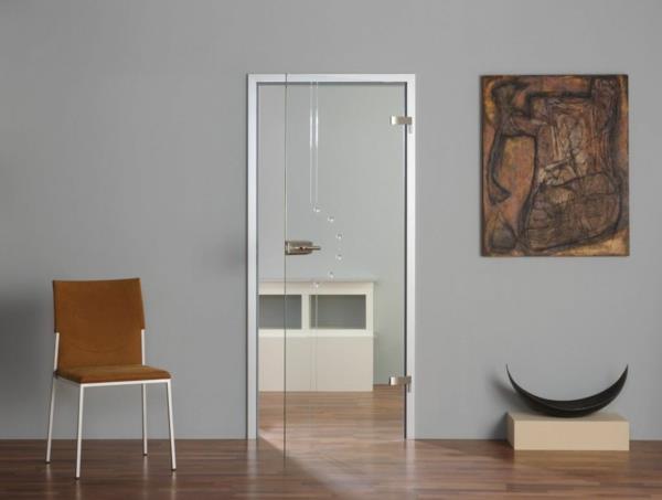 Installer des portes intérieures en verre design mur gris minimaliste