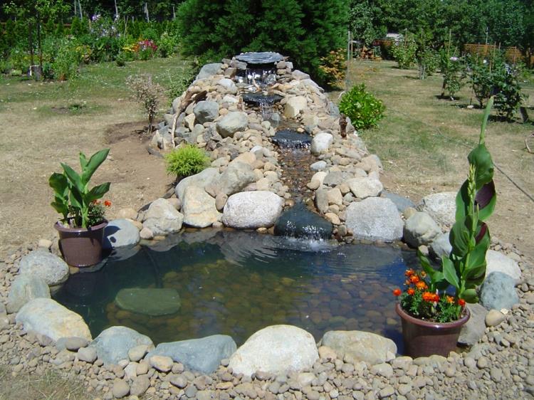 images inspirantes de bassin de jardin idées de jardin plantes en pot conception de jardin avec des pierres