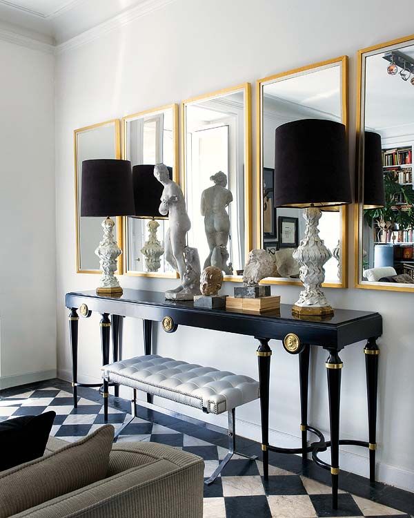 Elegante und raffinierte Möbel in einem neoklassizistischen Interieur