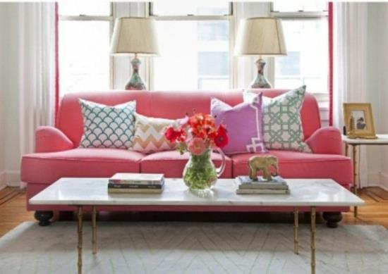 projektowanie wnętrz pomysły na dom femenin salon pastelowe kolory ładny różowy