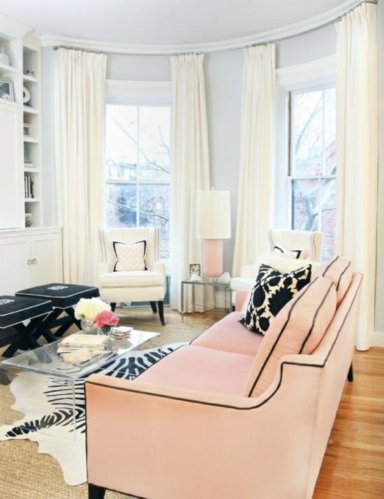 projektowanie wnętrz pomysły na dom femenin salon pastelowy kolor sofa