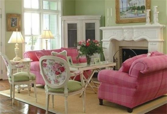 aranżacja wnętrz pomysły na dom femenin salon różowy biały