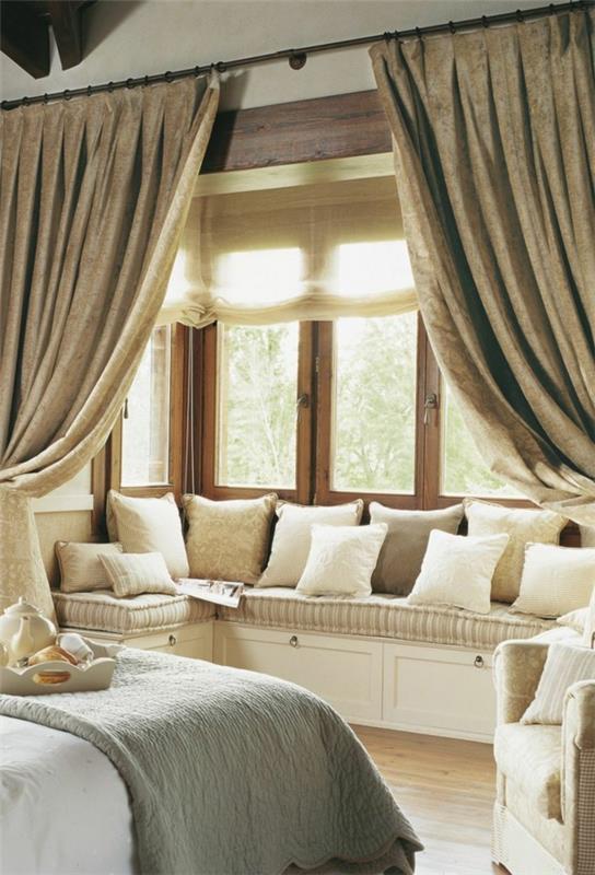 projektowanie wnętrz sypialni zasłony ścianka działowa część wypoczynkowa przy oknie;