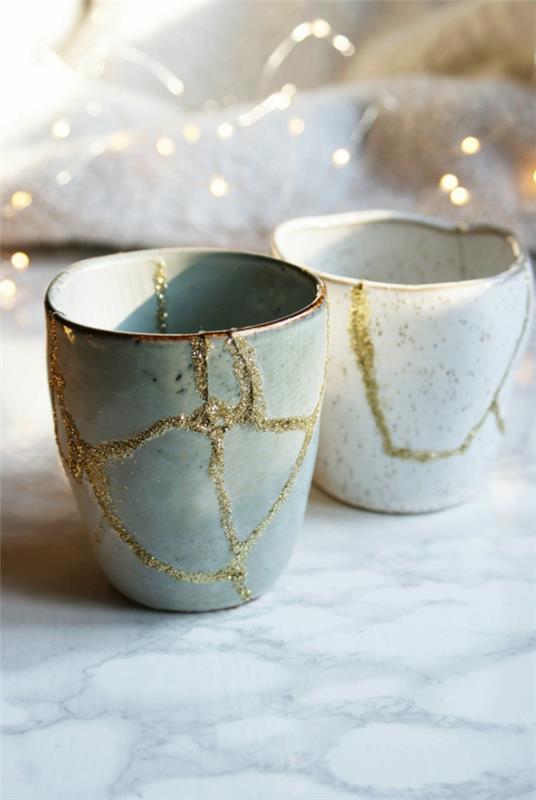 kintsugi de réparation de céramique de tradition japonaise