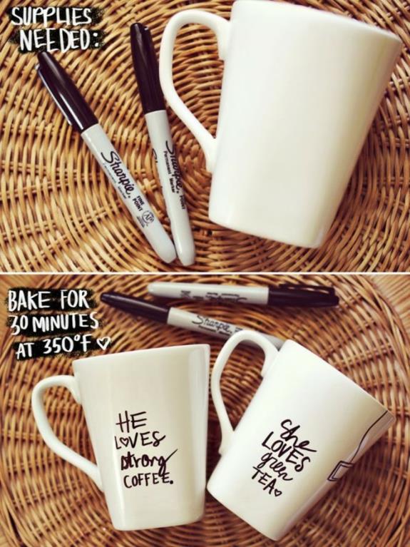 tasses à café idées d'artisanat marqueur imperméable