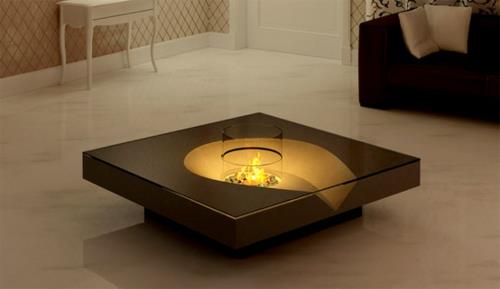 stolik kawowy kominek oryginalny design salon