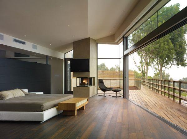 cheminées avec vitrage appartement moderne coloris gris minimaliste