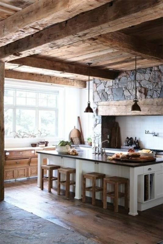 pomysły do ​​kuchni fajne pomysły na umeblowanie umeblowanie z drewna kamień ściana