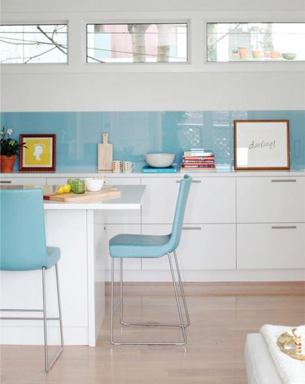 paroi arrière de la cuisine en verre paroi arrière de la cuisine plexiglas îlot de cuisine bleu clair