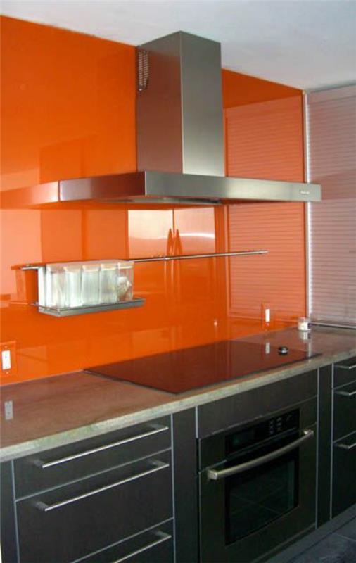 mur arrière cuisine en verre mur arrière cuisine plexiglas orange mur en verre cuisine