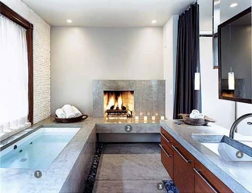 baignoire en céramique serviettes de bain idée design salle de bain
