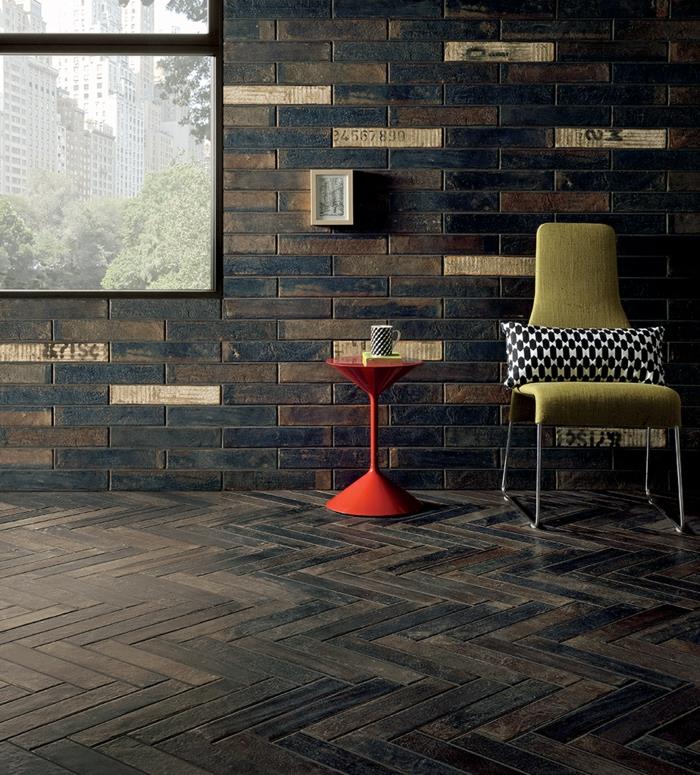 carreaux de céramique exemples d'ameublement living noir gris