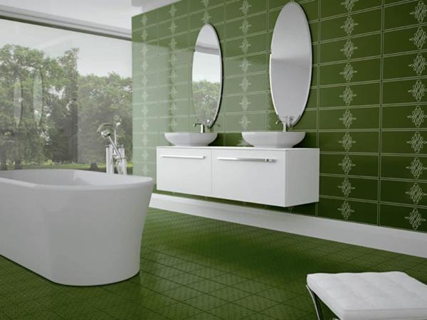 carreaux de céramique en miroir symétrique vert herbe