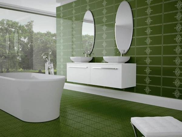 carreaux de céramique en miroir symétrique vert herbe