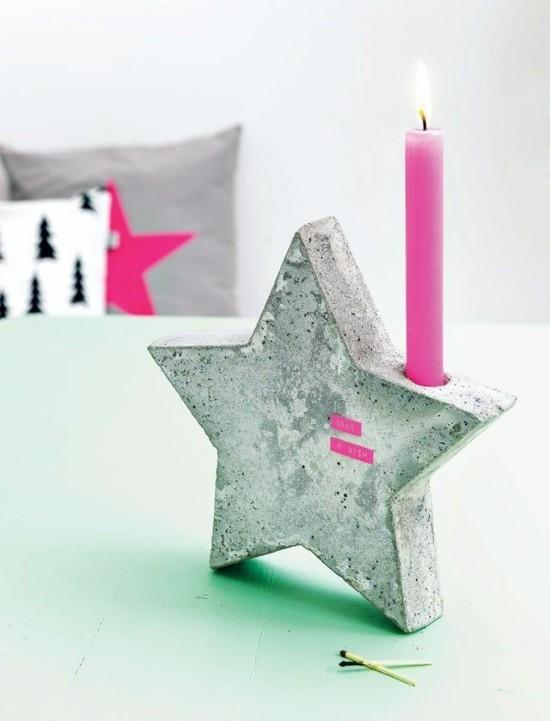 świeczniki gwiazda betonowa dekoracja na świąteczny majsterkowicz