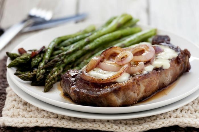 régime cétogène graisses saines acides gras steak fromage fondu oignons asperges