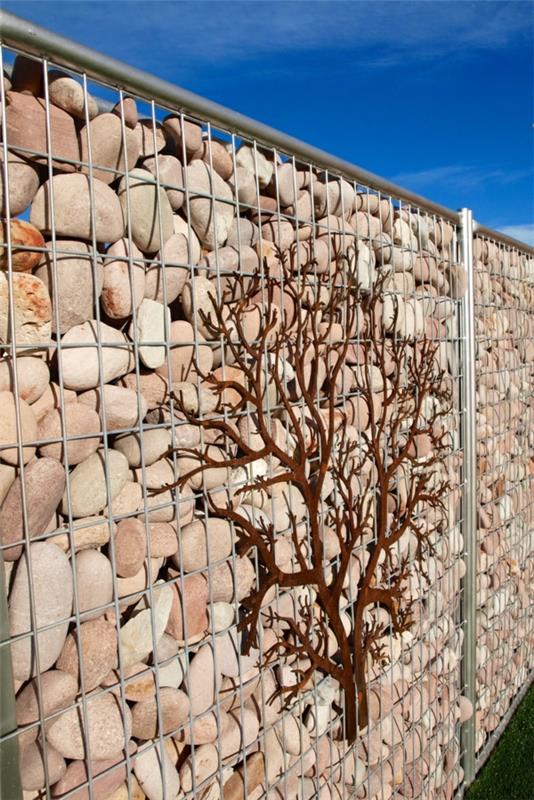 cailloux gabion construire arbre décoratif