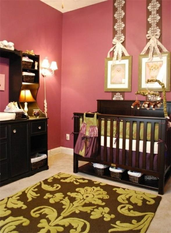 couleur de la chambre des enfants peinture murale meubles rose foncé