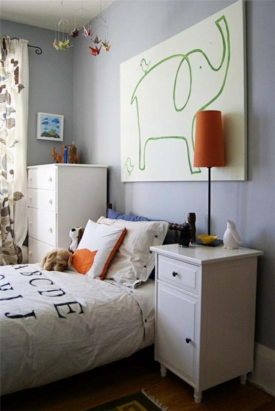 chambre d'enfant pour garçon lit mur design éléphants