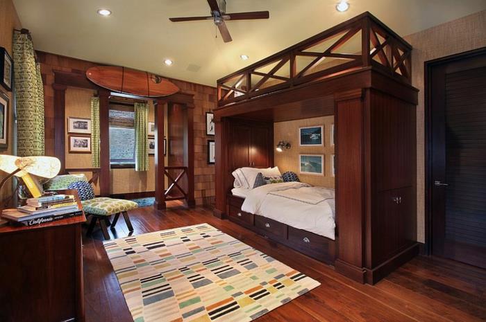 chambre d'enfant design meubles en bois de style tropical lit superposé