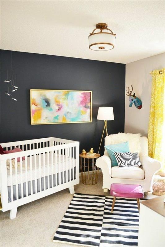 mur d'accent de couleur de chambre d'enfant mur d'accent de conception de chambre de bébé en noir