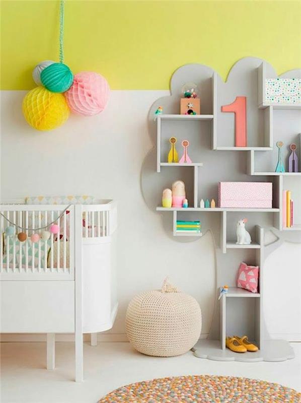 couleur de mur de chambre d'enfant design de mur de chambre de bébé blanc jaune
