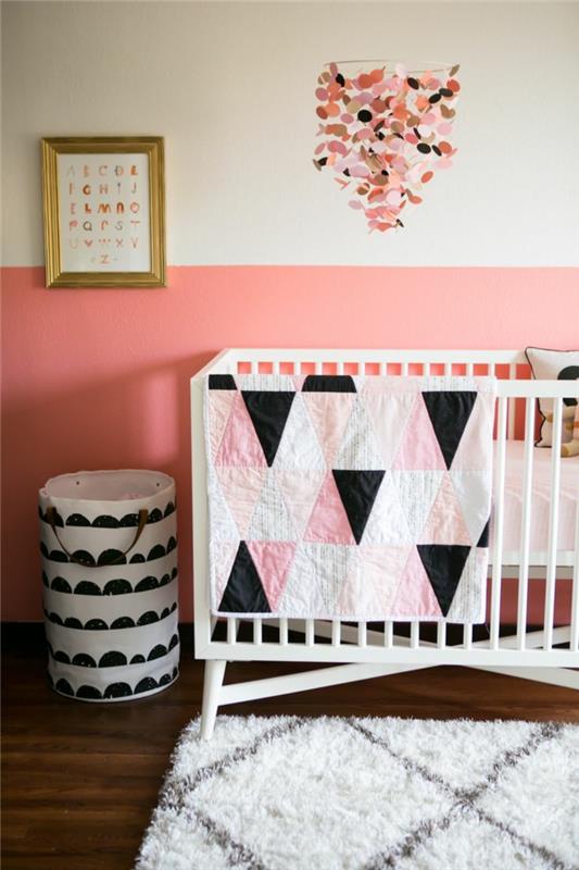 chambre d'enfant couleur des murs rose blanc chambre de bébé design lit de bébé