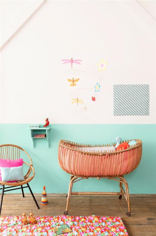 chambre d'enfant couleur des murs turquoise blanc chambre bébé design lit bébé