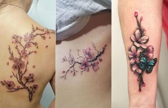 warianty tatuaży z kwiatami wiśni sakura