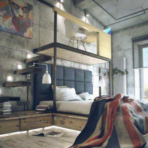 Małe mieszkanie pokazuje wielkoformatowe panele betonowe w odcieniach szarości