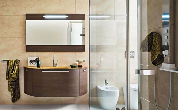 mała łazienka kabina prysznicowa panel prysznicowy próżność pływające lustro ścienne,