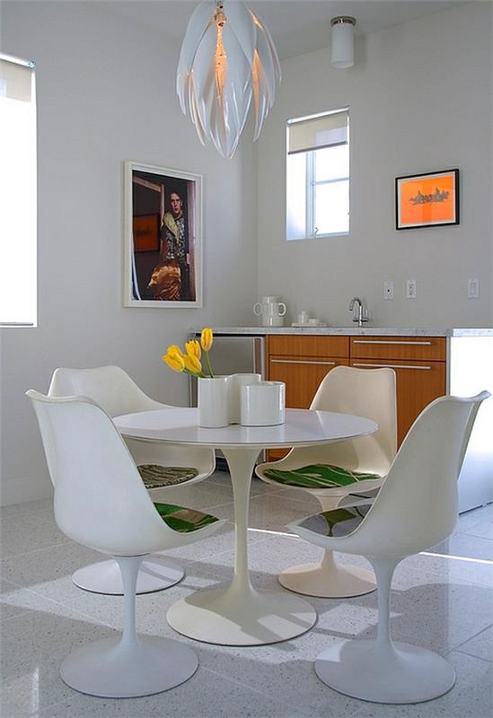 Petite table ronde d'ameublement moderne de salle à manger en blanc