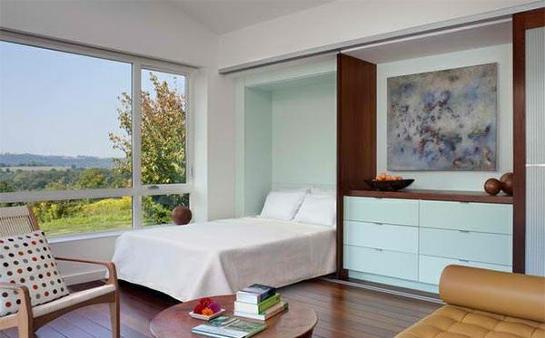 Mała sypialnia składa się z pomysłów na kolory podłóg drewnianych