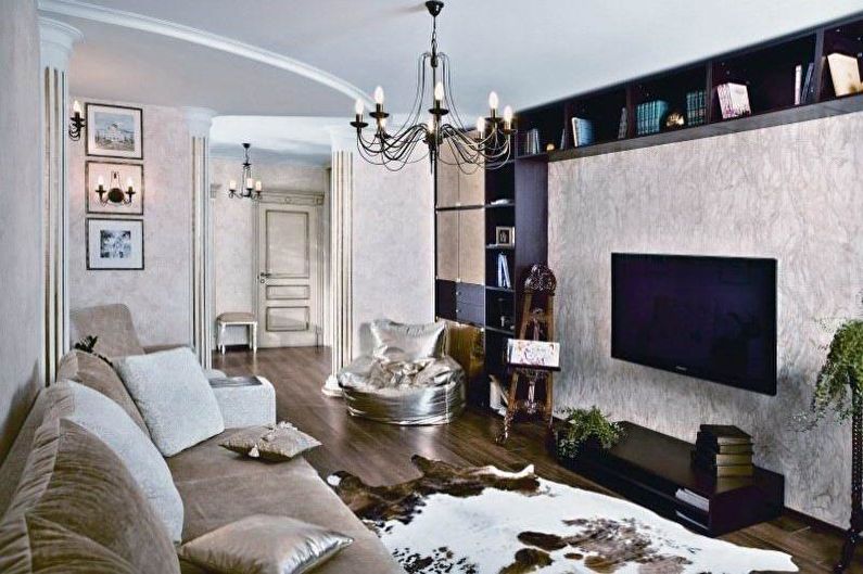Kombinace tapety v obývacím pokoji - Panely a výklenky pro televizi