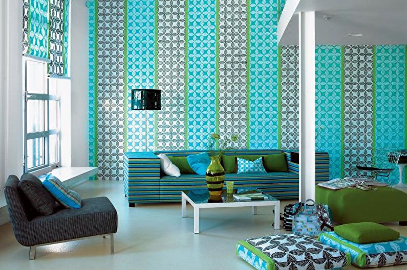 Kombinace tapety v obývacím pokoji - Vliv barev