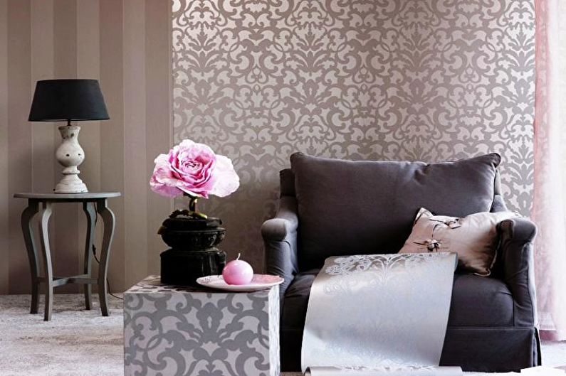 Kombinace tapety v obývacím pokoji - textura