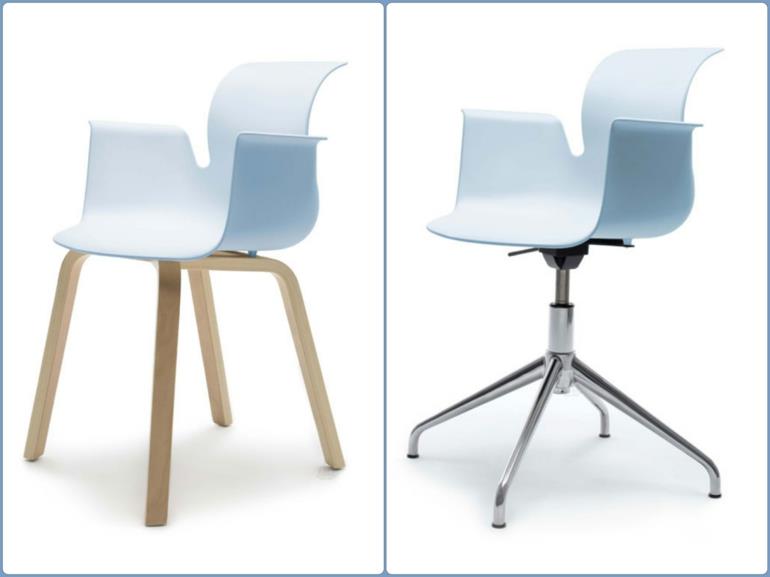 Chaises design Constantin Grcic Pro floetotto bleu clair non rembourrées redimensionnées