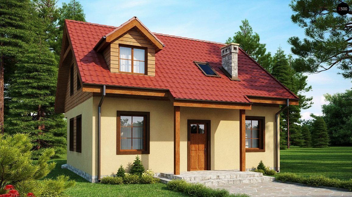 Einstöckiges Haus mit Dachboden