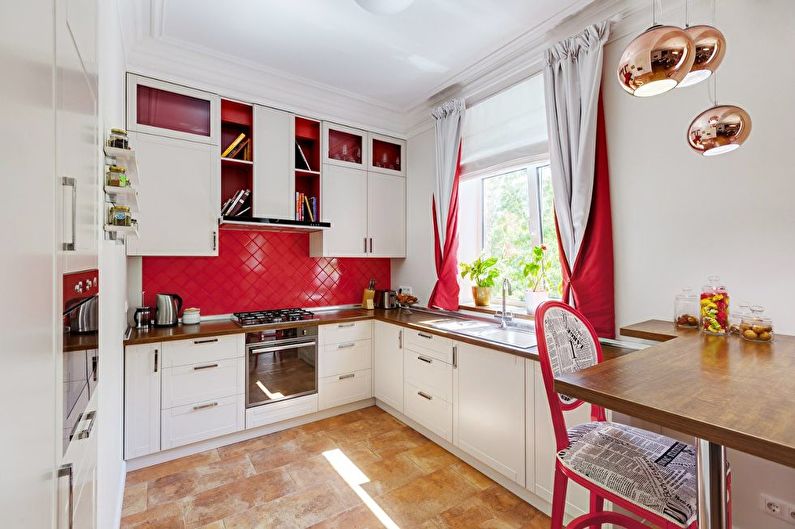تصميم مطبخ أحمر - ديكور حائط