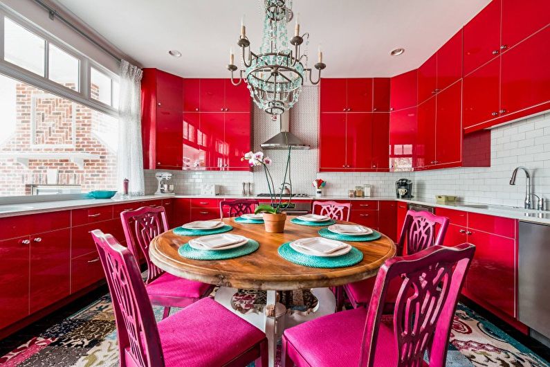 تصميم المطبخ الأحمر - تشطيب السقف
