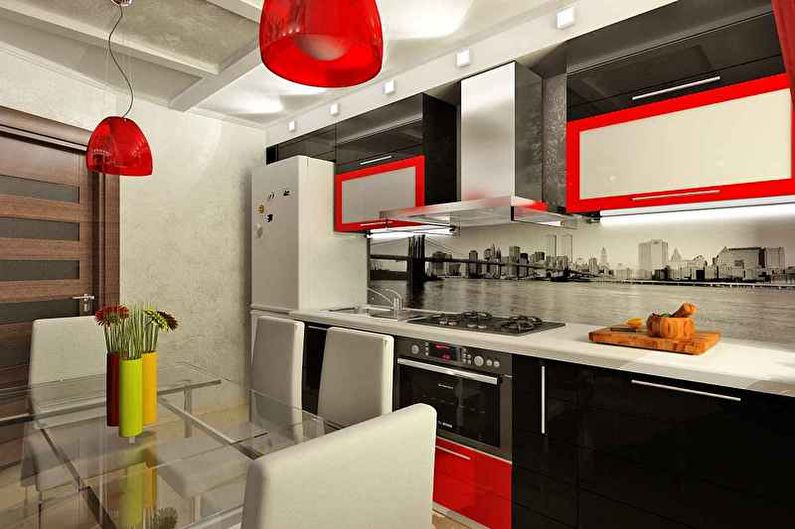 Červeno -černá secesní kuchyně - interiérový design