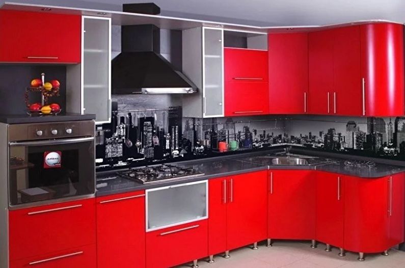 Červeno -černá secesní kuchyně - interiérový design