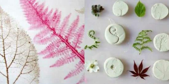idées créatives de décoration en béton feuilles de fougère