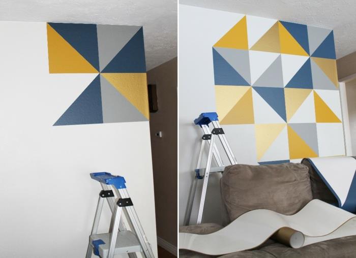 conception de mur créatif conception de mur conception de couleur triangles contrastant à droite