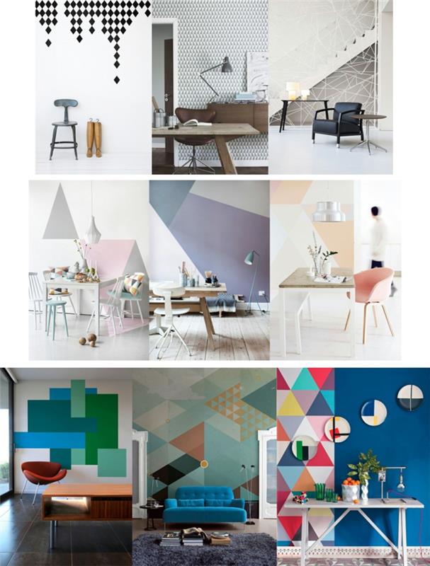 conception de mur créatif conception de mur conception de couleur triangles carrés rectangles meubles