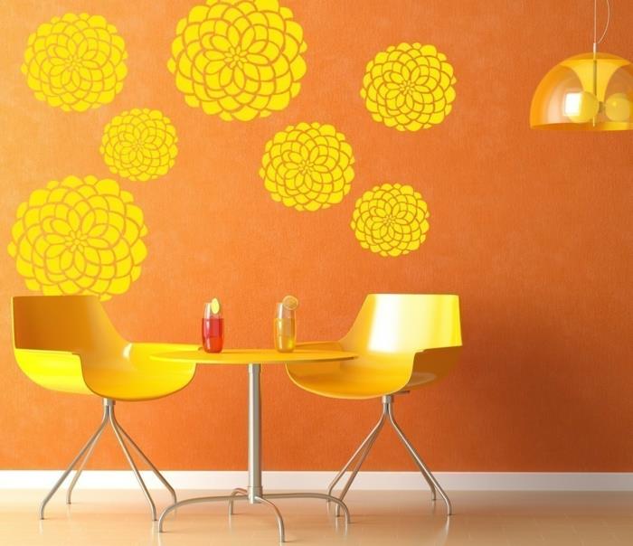 Motif mural design mural design mural design couleur sticker mural fleurs jaune