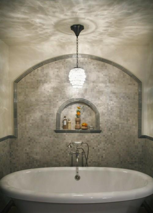 lustre salle de bain carrelé miroir intéressant attrayant