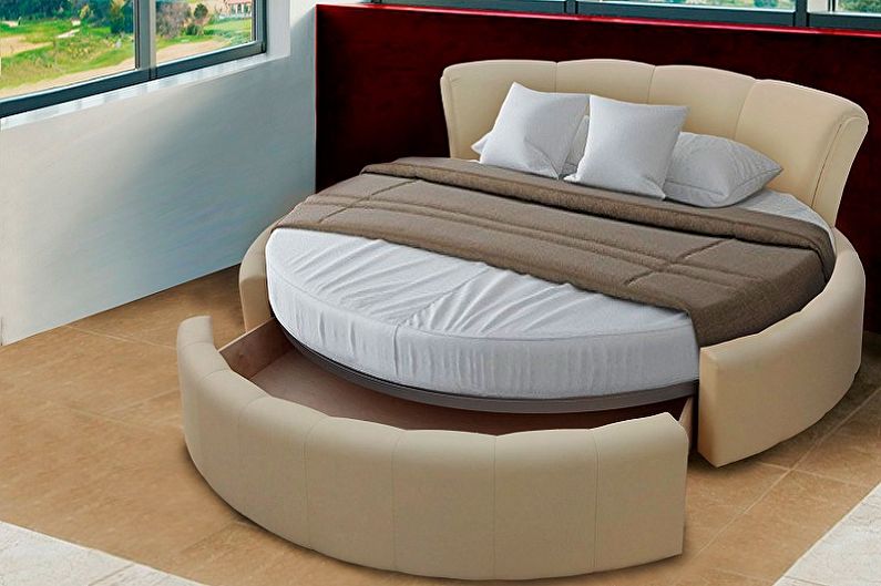 Typy kulatých postelí v ložnici - Kulatá postel s různými funkcemi